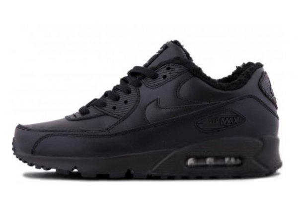 Зимние Nike Air Max 90 VT кожаные черные