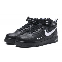 Зимние кроссовки Nike Air Force 1 Mid '07 LV8 Black черные с белым