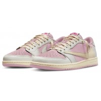 Кроссовки Travis Scott x Air Jordan 1 Low Sail Shy Pink