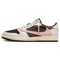 Travis Scott x Air Jordan 1 Low Dark Pony Oxford розовые