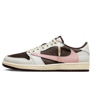 Travis Scott x Air Jordan 1 Low Dark Pony Oxford розовые