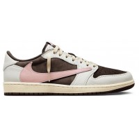 Travis Scott x Air Jordan 1 Low Dark Pony Oxford розовые