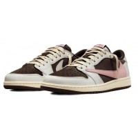Travis Scott x Air Jordan 1 Low Dark Pony Oxford розовые