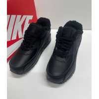 Nike Air Max 90 Leather черные с мехом
