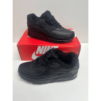 Nike Air Max 90 Leather черные с мехом