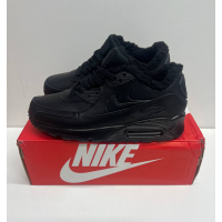 Nike Air Max 90 Leather черные с мехом