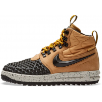 Nike Lunar Force 1 Duckboot Black Beige с мехом
