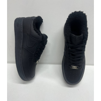 Кроссовки Nike Air Force 1 Low All Black с мехом