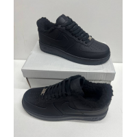 Кроссовки Nike Air Force 1 Low All Black с мехом