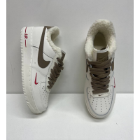 Nike Air Force 1 LV8 White Grey с мехом