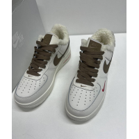 Nike Air Force 1 LV8 White Grey с мехом