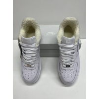 Nike Air Force 1 Low All White с мехом