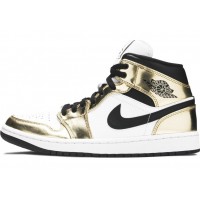 Nike Air Jordan 1 Mid Metallic Gold Black White