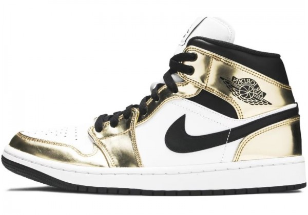 Nike Air Jordan 1 Mid Metallic Gold Black White