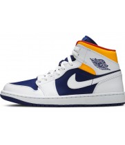 Кроссовки Nike Air Jordan 1 Mid Royal Blue Laser Orange