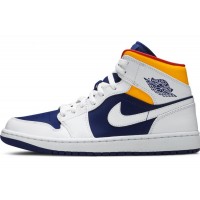 Кроссовки Nike Air Jordan 1 Mid Royal Blue Laser Orange
