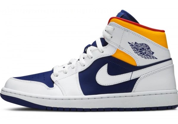 Кроссовки Nike Air Jordan 1 Mid Royal Blue Laser Orange