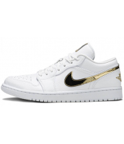 Кроссовки Nike Air Jordan 1 Low белые с золотым