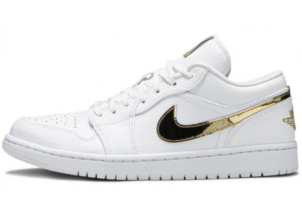 Кроссовки Nike Air Jordan 1 Low белые с золотым
