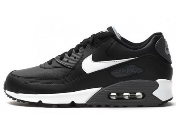 Кроссовки Nike Air Max 90 кожаные черные с белым