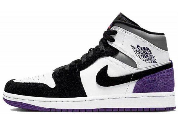 Кроссовки Nike Air Jordan 1 Mid черные с фиолетовым