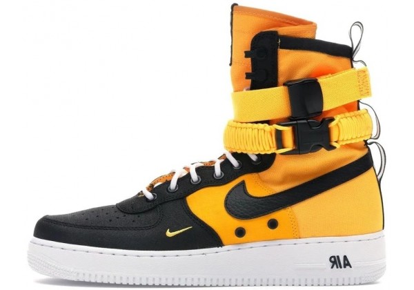 Зимние кроссовки Nike Air Force 1 SF AF1 High черные с оранжевым
