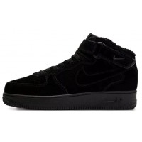 Кроссовки Nike Air Force 1 07 Mid Black с мехом