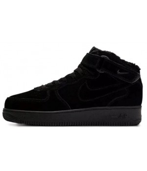 Кроссовки Nike Air Force 1 07 Mid Black с мехом