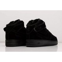 Кроссовки Nike Air Force 1 07 Mid Black с мехом