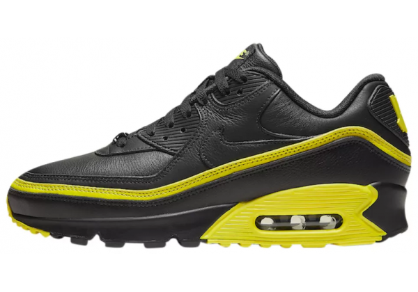 Кроссовки Nike Air Max 90 кожаные черные с желтым