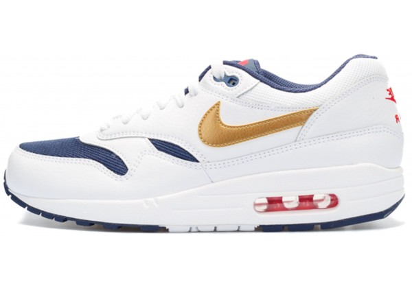 Кроссовки Nike Air Max 1 87 бело-золотые