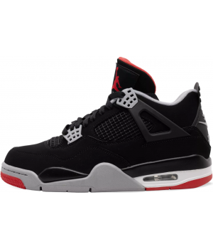 Кроссовки Nike Air Jordan 4 черно-серые с красным