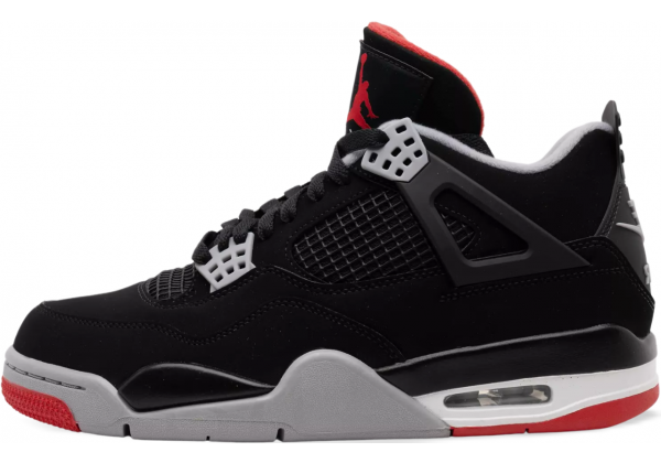 Кроссовки Nike Air Jordan 4 черно-серые с красным