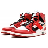 Nike Air Jordan Retro 1 High Og x Off-White (Белые с красным) 