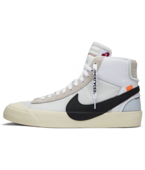Мужские кроссовки Nike Air Jordan Retro 1 High Og x Off-White Blazer (Белые) 