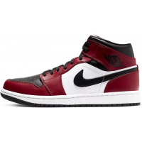 Кроссовки Nike Air Jordan 1 Mid Chicago Black Toe красные с белым