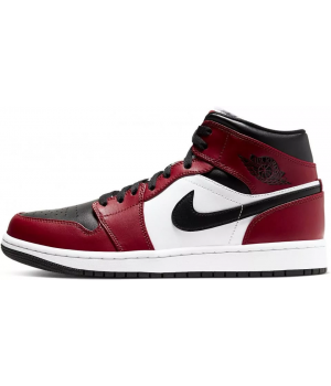 Кроссовки Nike Air Jordan 1 Mid Chicago Black Toe красные с белым