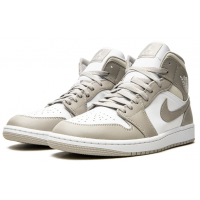 Кроссовки Nike Air Jordan Retro 1 White Beige Red Mid