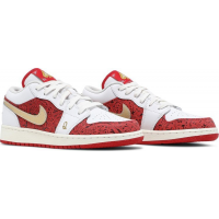 Кроссовки Nike Air Jordan 1 Low White Red Gold