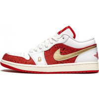 Кроссовки Nike Air Jordan 1 Low White Red Gold