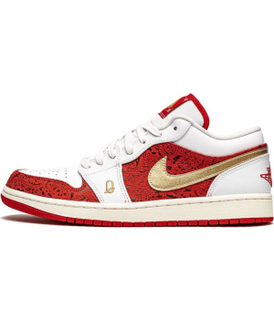 Кроссовки Nike Air Jordan 1 Low White Red Gold