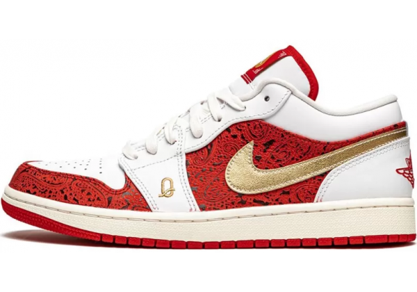 Кроссовки Nike Air Jordan 1 Low White Red Gold