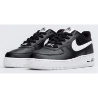 Кроссовки Nike Air Force кожаные черные с белым