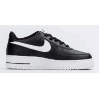 Кроссовки Nike Air Force кожаные черные с белым