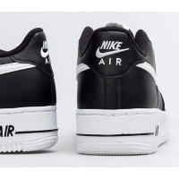 Кроссовки Nike Air Force кожаные черные с белым