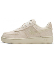 Кроссовки Nike Air Force вышитые бежевые