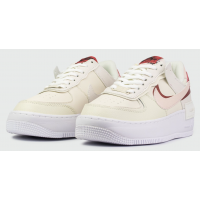 Кроссовки Nike Air Force бежевые с красным
