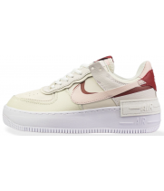 Кроссовки Nike Air Force бежевые с красным