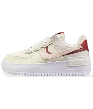 Кроссовки Nike Air Force бежевые с красным