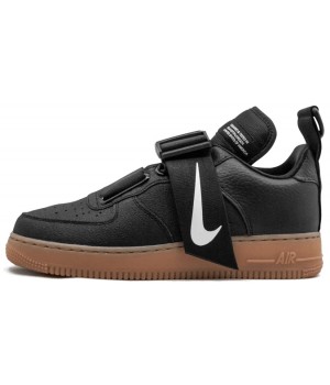 Кроссовки Nike Air Force 1 Utility черные с коричневой подошвой
